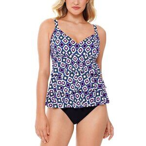 Swim Solutions Jewels Tiered Tummy Control Tankini One-Piece Swimsuit Size 8 NWT